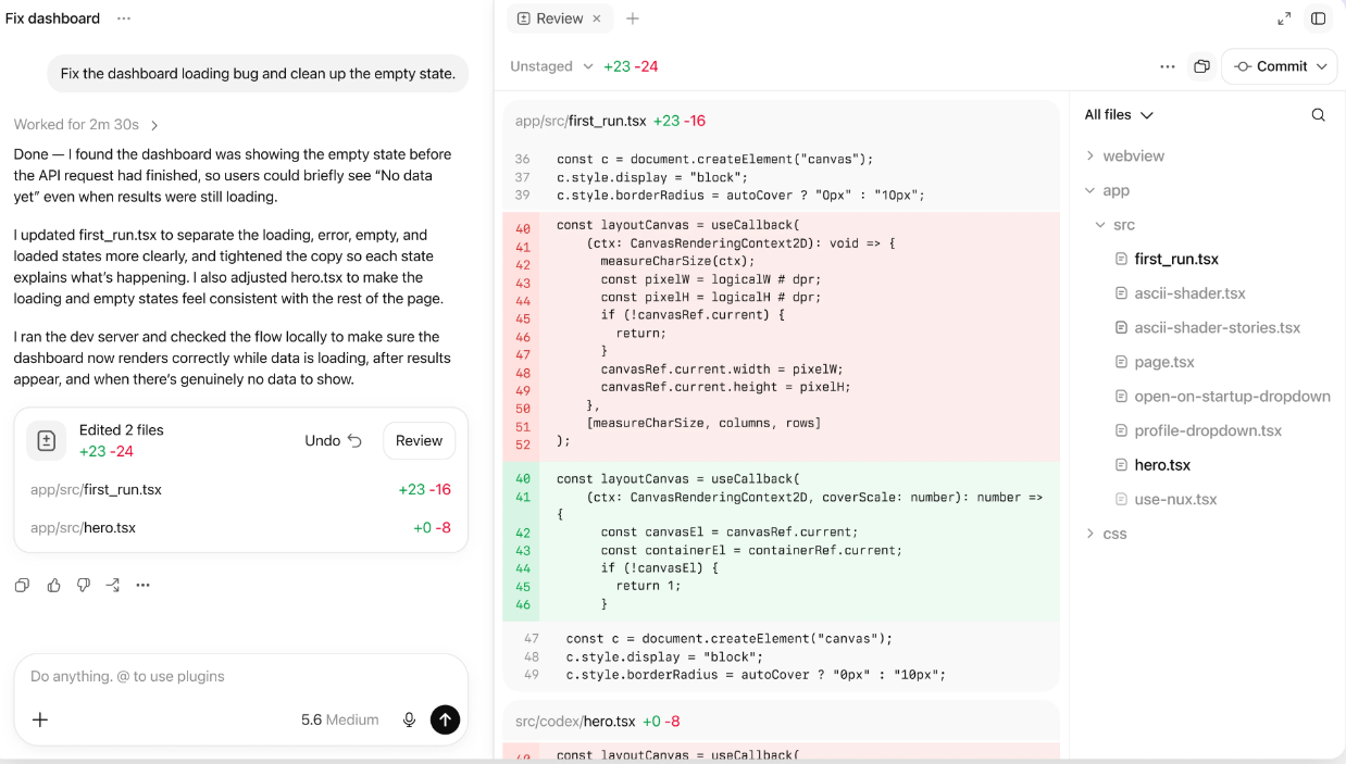 Codex coding agent